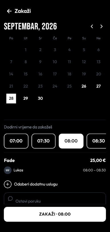 Barber mobile booking app