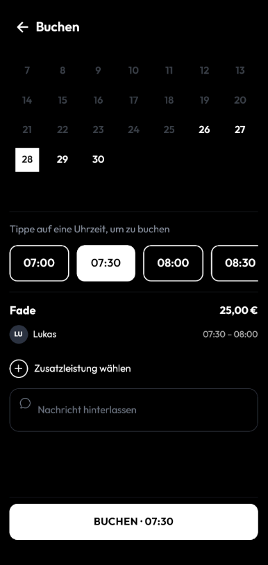 Barber mobile booking app